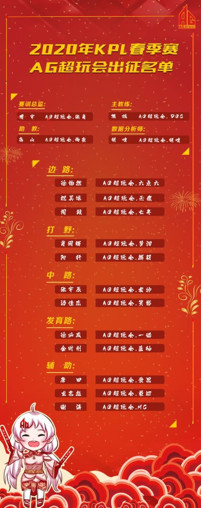 AG超玩会首先发布首发大名单无痕梦泪领衔首发