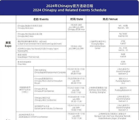 【重磅】2024 年 ChinaJoy 官方活动日程正式公布！